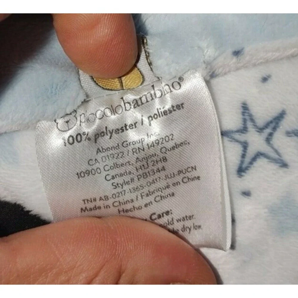 PB Piccolo Bambino White Blue Knot Shooting Star Moon Baby‎ Blanket Lovey Velour